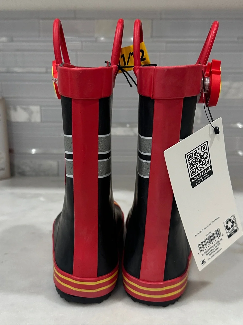 Title: Member’s Mark Firefighter Toddler Rain Boots Size 11/12 NWT